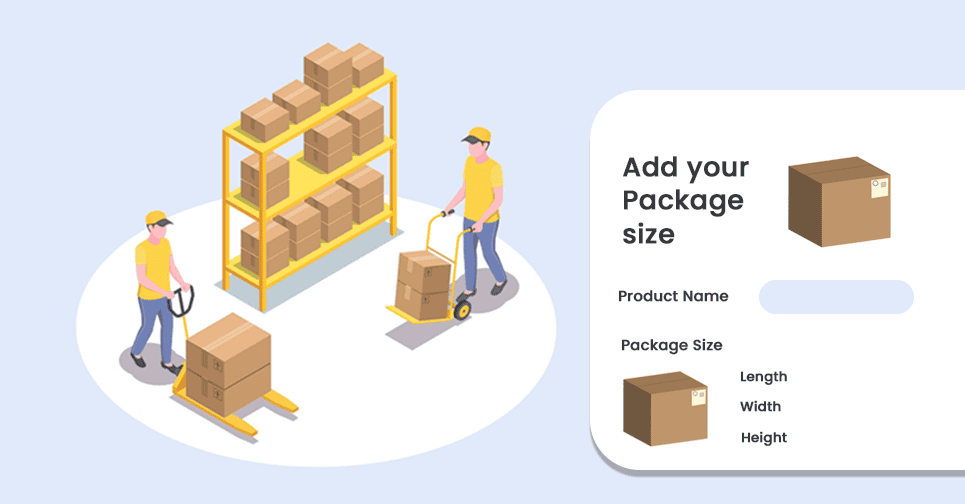 Automatic package allocation according to the weight and dimension of the product