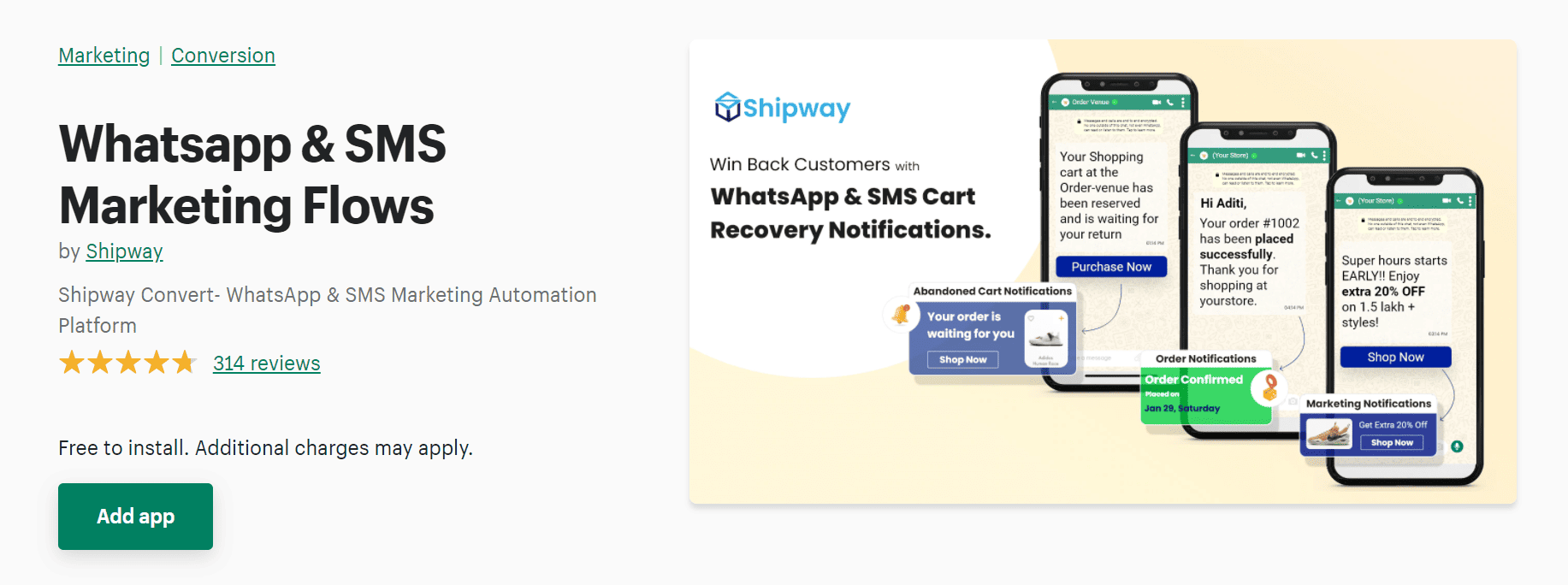 Marketing+Support on WhatsApp - Send abandoned cart notifications